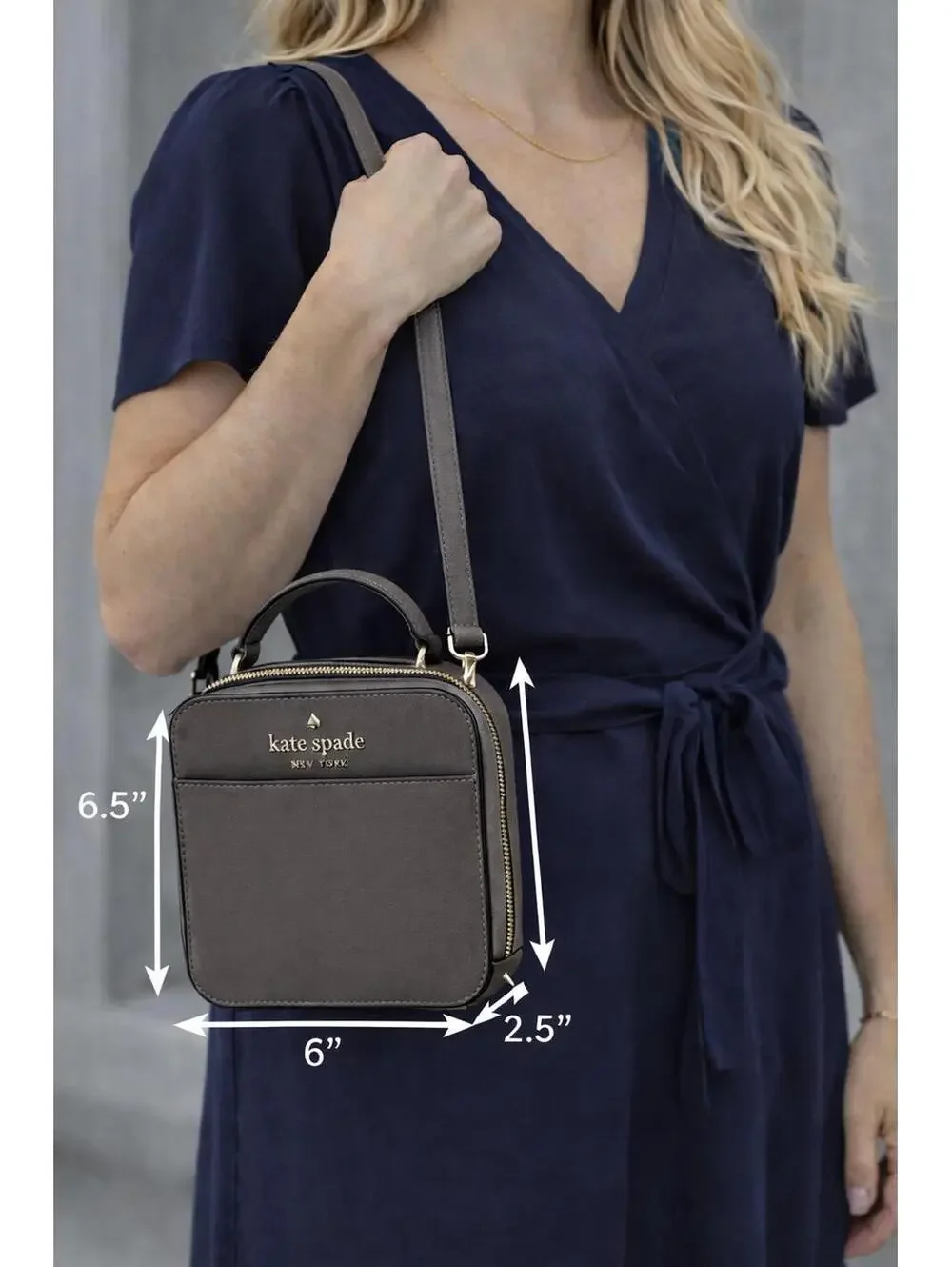 Kate Spade Thunder Cloud Brown Leather New York Daisy Vanity Crossbody Bag